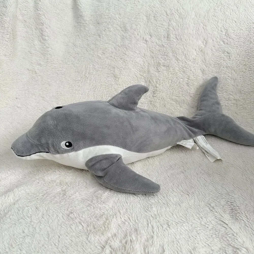 IKEA Genomblot Dolphin Plush Stuffed Animal Toy Gray White 2019